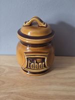 Vintage Denicotea France Ceramic Tabac Tobacco Jar Canister With Lid Brown Glaze