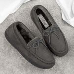 The Slipper Company Mens Slippers Grey Adults Moccasin Slip On SIZE