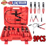 Automotive Flexible Hose Clamp Clip Pliers Set Swivel Jaw Flat Angled Band Tool