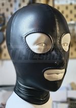 Leather Bondage Hood Mask Open Eyes Mouth Restraint Fetish Head Gimp Mask