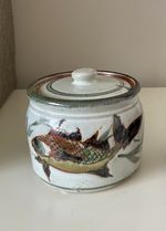 A Lovely Vintage Colin Kellam Signed Preserve Pot. Decorated With Fish.