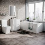 Merton 1700mm Bath 600mm Vanity Basin Unit & Modern Rimless Toilet White