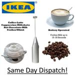 Milk Frother Silver Coffee Latte Hot Chocolate Tool Metal Whisk Battery Powered