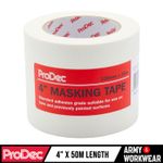 Prodec Extra Wide 4" 10cm 100mm Masking Tape 50m Metre Roll Pro Painting Kit