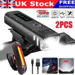 Mountain Bike Lights Rechargeable Super Bright Front & Rear Set Waterproof USB