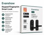 Evanshow Z02 Fingerprint Keypad Smart Lock, App, Alexa/Google, Black