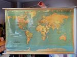Vintage Large 1978 The Times World Wall Map Roll Out Hang Classroom Map Retro 