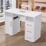 Manicure Table Nail Desk w/Dust Collector Dust Bags Wrist Rest 3 Drawers Cabinet