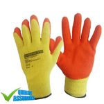 1 to 24 PAIRS LATEX COATED BUILDER SAFETY GRIP WORK GLOVES MENS RUBBER GARDENING