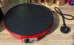 Electric Crepe Maker Non-Stick Temp Control Red/Black +Tools