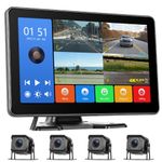 1080P Wireless RV Backup Camera System 10.1'' DVR Quad Monitor for Truck/Trailer