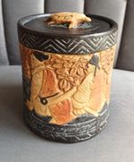 Rare Antique Bretby Pottery Bamboo Ware Tobacco Scene Turtle Handle #1400 VGC