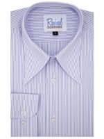 Spearpoint 1940s Vintage Style Collar Shirt - Barrel Cuff - Filey Blue Stripe
