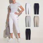Ladies Cropped Trousers 3/4 Capri Pants Elasticated Waist Pull On Pockets 10-20
