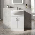 Nuie Mayford 550mm 2-Door Basin Sink Vanity Unit Floor Standing White Tap Waste