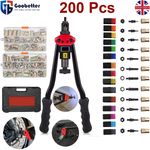 200Pcs Rivet Nut Kit Riveter Gun Heavy Duty Riveting Rivets Nutsert Tools Rivnut