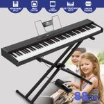 Portable Digital Piano 88 Semi-Weighted Keys Keyboard Pedal Stand LCD Mustar