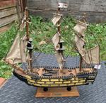 Vintage MODEL OF H.M.S VICTORY Wooden Ship 44cm long 44cm High