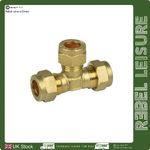 8mm Brass Equal Compression Tee Fitting Motorhome Caravan Campervan