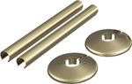 Gator Brushed Brass Clip on Radiator Pipe Covers & 2 Collars for 15mm Pipes