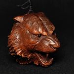 Japanese Boxwood Hand carved  Force Tiger Figure Statue Netsuke Collectable Gift