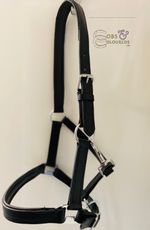 PADDED LEATHER ADJUSTABLE HEADCOLLAR BLACK BROWN PONY COB FULL  *FREE POSTAGE*
