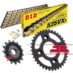 Fits: Triumph 675 Street Triple DID Gold X-Ring Chain & Quiet Sprocket Kit