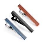 4pcs Wood Tie Clip Necktie Bar Pinch Clip Set for Men with Gift Box Father Gift