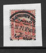 EGYPT 1921 4m VERMILION WITH SHEPHEARD'S HOTEL, CAIRO POSTMARK. SG 76 (F998)