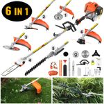 6-in-1 Petrol Strimmer Long Reach Multi Functional Garden Tool Brush Cutter 52cc