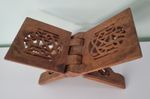 HAND CARVED WOODEN FOLDING BOOK STAND