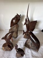 Lot Of 5 Vintage Ironwood Figures OWL, MARLIN, SEAL, PELICAN and DOLPHIN