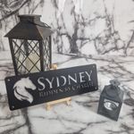 Luxury Stable Door name plate Laser Cut Black front & WHITE MARBLE effect