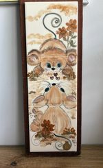 Vintage 70's Jersey Pottery Hand Painted Decorative Tile Wall Hanging 50x18.5cm