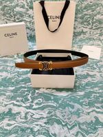 Celine Brown-Black Reversible Women's Genuine Leather Belt, Size 80