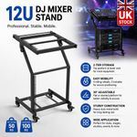 12U DJ Mixer Stand 2 Layer Professional Audio Rack Adjustable w/Universal Wheels