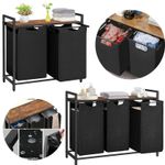 2/3‑Compartment Laundry Hamper Basket Removable Bag Large Clothes Sorter UK