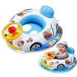 Inflatable Baby Swimming Float Car Seat with Steering Wheel and Backrest