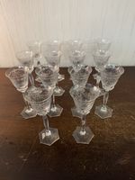 14 Engraved Glass Liqueur Glasses Garland (Price Per Unit)