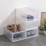 12x Stackable Boxes Trainers Organiser Clear Plastic Shoe Storage Box Foldable