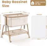 Next to Me Baby Crib – 3-in-1 Bedside Sleeper Bassinet with Mattress, Adjustable