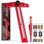Nicpro T Ruler Woodworking Scriber with Carpenter Pencil,Adjustable Aluminum