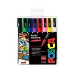 Set of 8 Paint Markers Standard Colours POSCA PC-3M All Surfaces Matt 0.9-1.3mm
