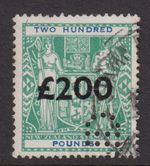 New Zealand 1939 £200  on £200 ARMS-Revenue - punch cancel - FU