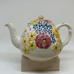 Vintage Majolica Style Highly Decorative Ceramic TEA POT 5.5"