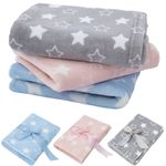 Super Soft Baby Stars Blanket Flannel Fleece Newborn Pram Cot Girl & Boy 60x90cm
