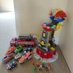 MASSIVE PAW PATROL TOWER BUNDLE: MARSHALL FIRE TRUCK + 7 VEHICLES + 7 PUPS 