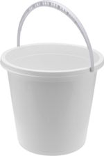 White 10L Plastic Bucket with Silver Handle Polypropylene Cleaning Pail