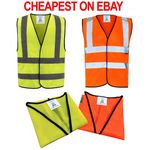 Hi Vis Vest Yellow Orange High Visibility Waistcoat Safety Security Work 80GSM