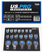 US.PRO Industrial 7556 – 19-Piece Metric Crowfoot Wrench Set